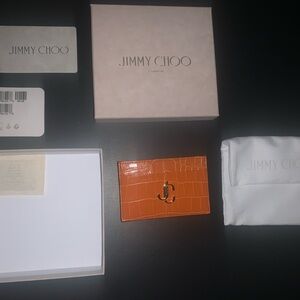 Jimmy Choo Orange Card Holder with Golden Detail